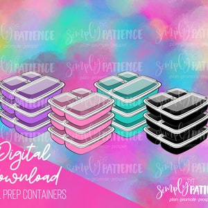 Digital and Printable Meal Prep Containers Planner Images and Stickers