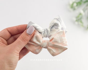 Peach Lavender ROSE Pattern bows Schoolgirl Bow Baby Headband Nylon Headband Clip Hand-tied Hair Bow Soft ClassicGirl Newborn Toddler