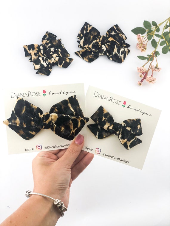 LEOPARD LUXURY Velvet Spring Baby Bow, Velvet Schoolgirl, Nylon