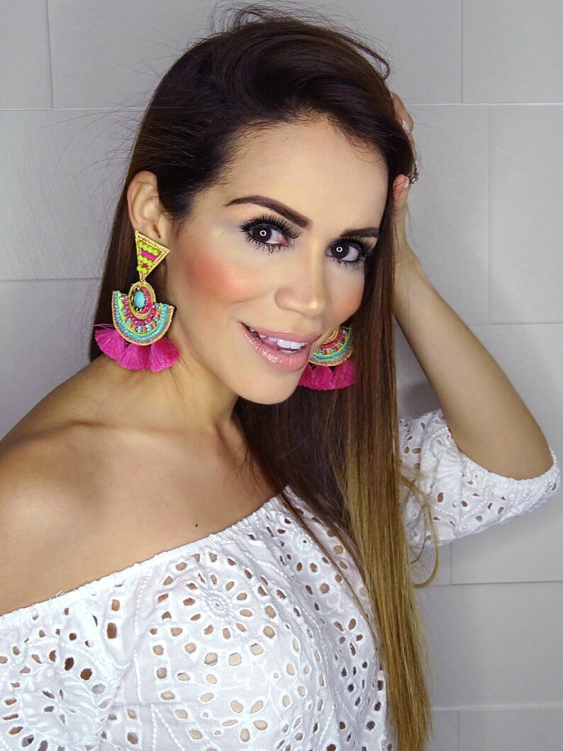 Ethnic Boho Earrings Threader Earring Multicolor Earrings Etsy