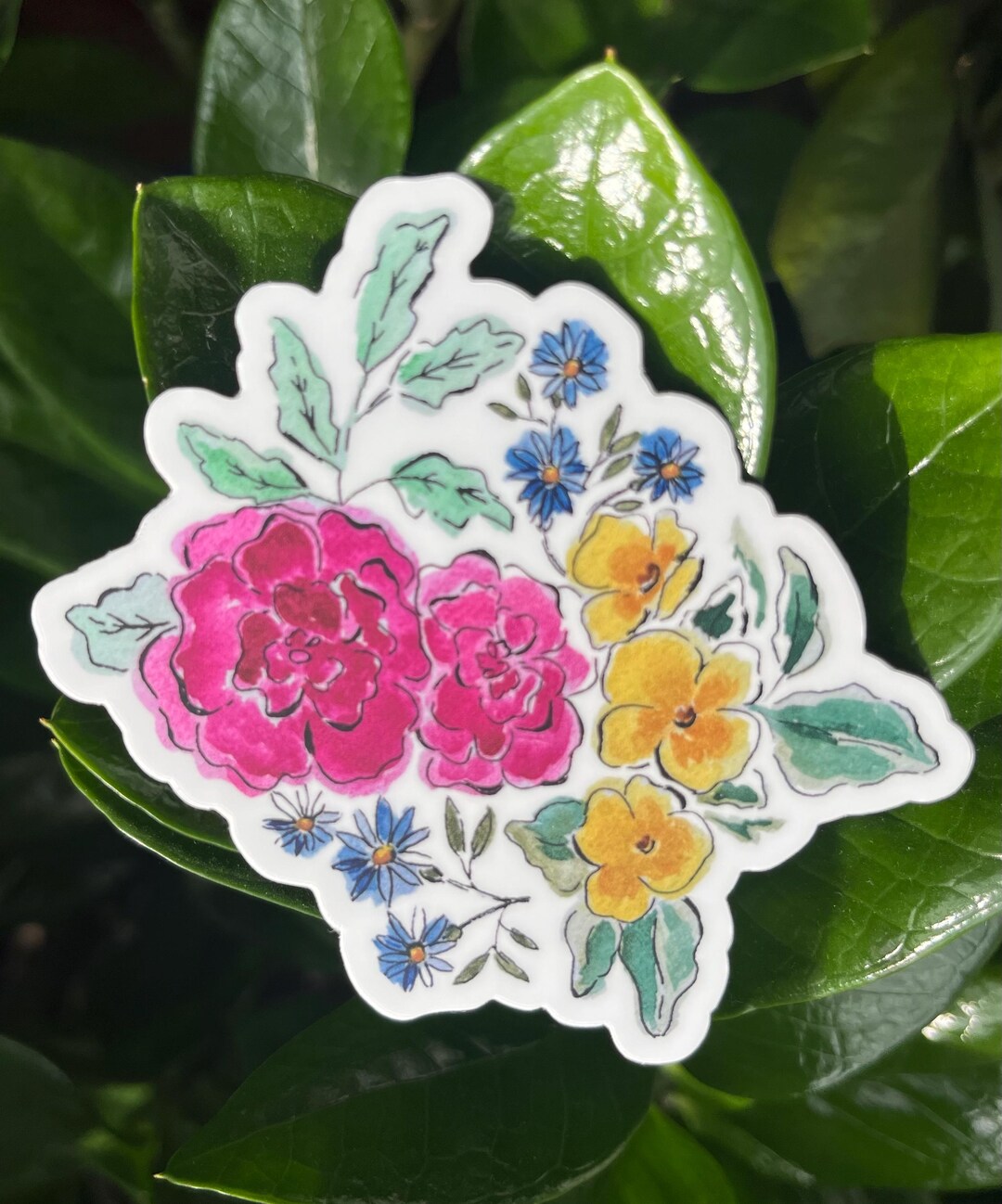 Floavour Poster Sticker Floral Vinyl Sticker: Watercolor Flower Bouquet - Etsy