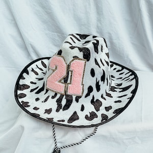 21st Birthday Cow Print Cowboy Hat