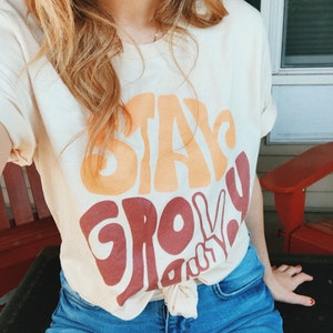 Stay Groovy Baby 70s Inspired Graphic Tee - Retro Disco TShirt -70&#39;s Hippie TShirt