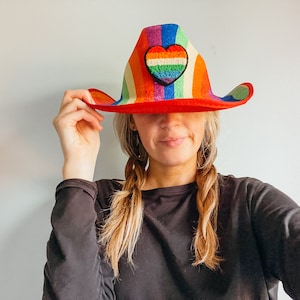 Rainbow Striped Pride Cowboy Hat