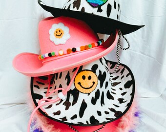 ?Rhinestone Rainbow Striped Cowboy Hat Rainbow Striped Pride Cowboy Hat - Etsy main image 4