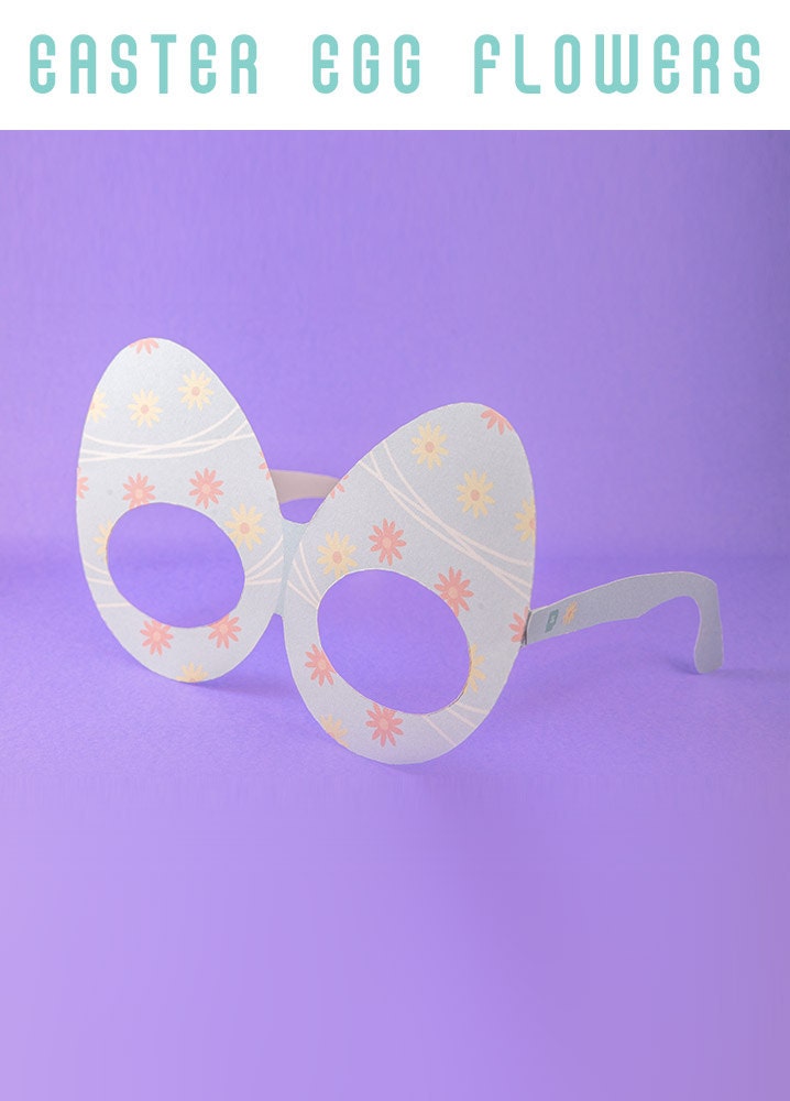 Easter Eggs Flowers - Printable DIY Easter Party Glasses Mask Template ...