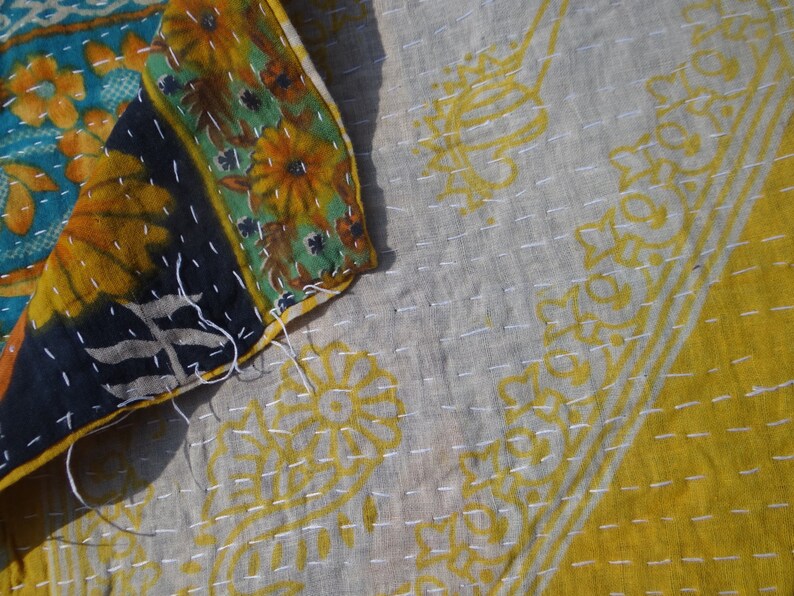 Throw Beach Tapestry #106 Cotton Blanket Handmade Baby Blanket Vintage Kantha Quilt Twin Size Quilt