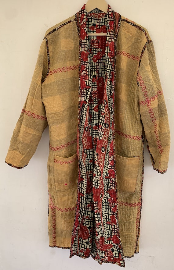 Bath Robe,100% Cotton Vintage Kantha  Patchwork H… - image 5