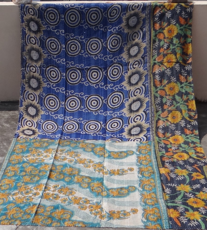 Throw Beach Tapestry #106 Cotton Blanket Handmade Baby Blanket Vintage Kantha Quilt Twin Size Quilt