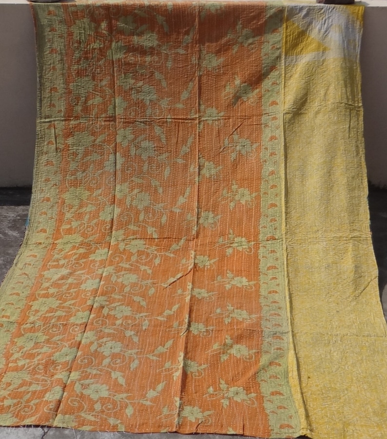 Throw Beach Tapestry #106 Cotton Blanket Handmade Baby Blanket Vintage Kantha Quilt Twin Size Quilt