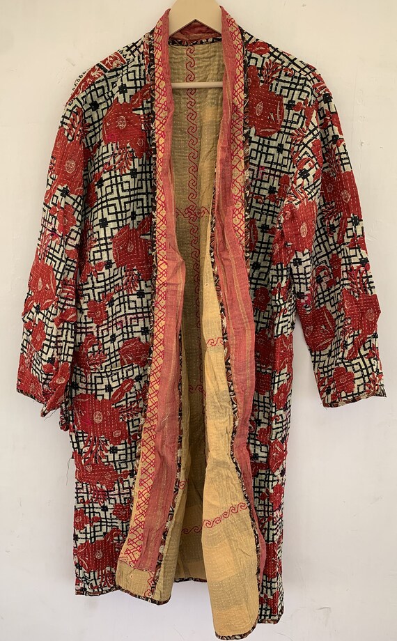 Bath Robe,100% Cotton Vintage Kantha  Patchwork H… - image 2