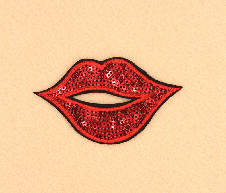 Lip Patch Sequin Patch Iron on Patch DIY Patch Embroidered Patch Applique Embroidery 8.5x5cm