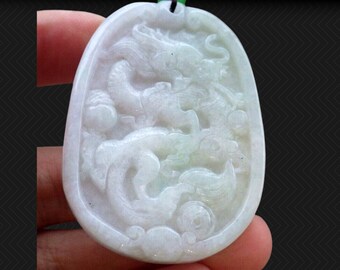 Jadeite Jade Carved Pendant of Dragon - Certified, untreated