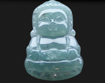Sweet Baby Buddha Carved Jadeite Jade Pendant Grade A Untreated Certified Gem Necklace