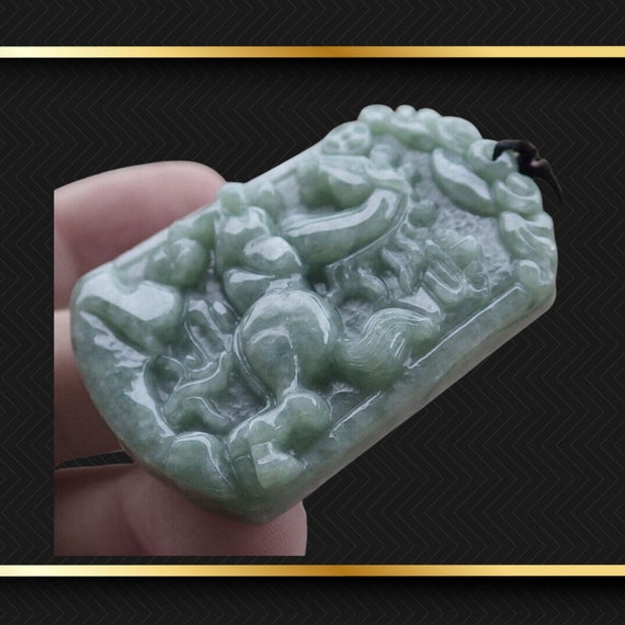 Hand carved Jadeite Jade Horse Pendant Burma mine… - image 6