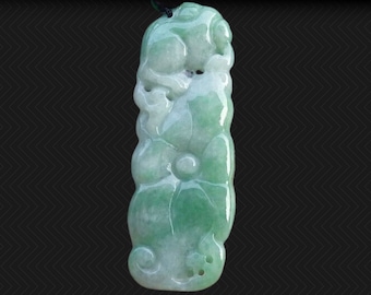 Most elegant shining carved Lotus Pendant Velvety Greens Jadeite Jade Grade A Untreated Certified Gem Superb stone and carving