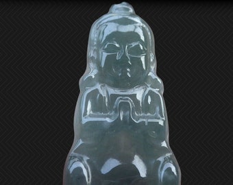 Natural A Jade jadeite Pendant Baby Buddha semi-translucent gem with peaceful power, meditation focai
