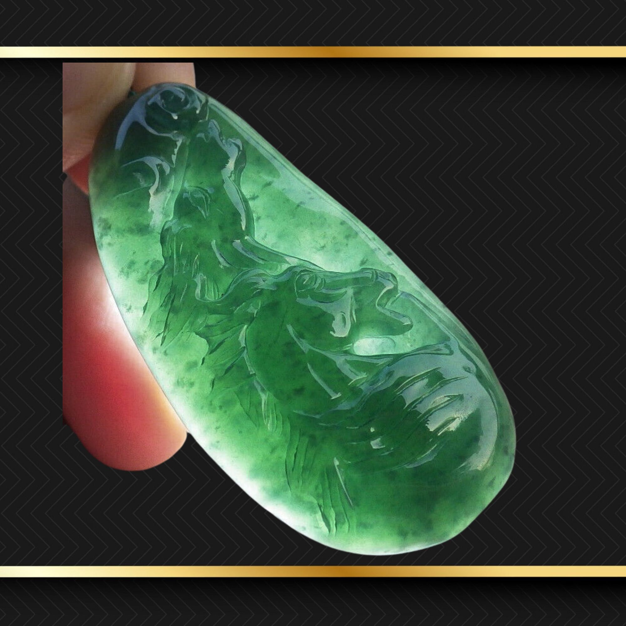 2頭の馬の美しい天然翡翠ペンダント認定宝石 - Etsy 日本