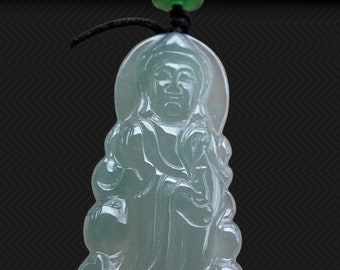 Natural A Jade jadeite Pendant Guanyin Kwan yin Translucent gem with peaceful power