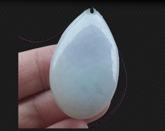 Tactile smooth Jadeite Jade Teardrop Pendant Meditation piece, Certified A Grade Untreated