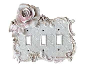 Rose 3 switch rocker wall socket cover plate