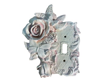 Butterfly roses metal light for 1 switch rocker plate cover