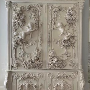 Armoire large TV wardrobe clothing Master bedroom french roses angel designer king