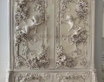 Armoire wardrobe clothing Master bedroom french roses angel