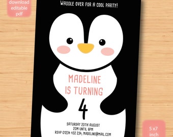 Penguin Invitation Etsy
