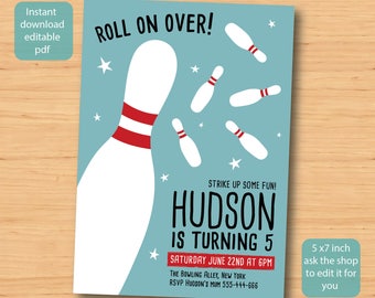 bowling invitations etsy bowling invitation