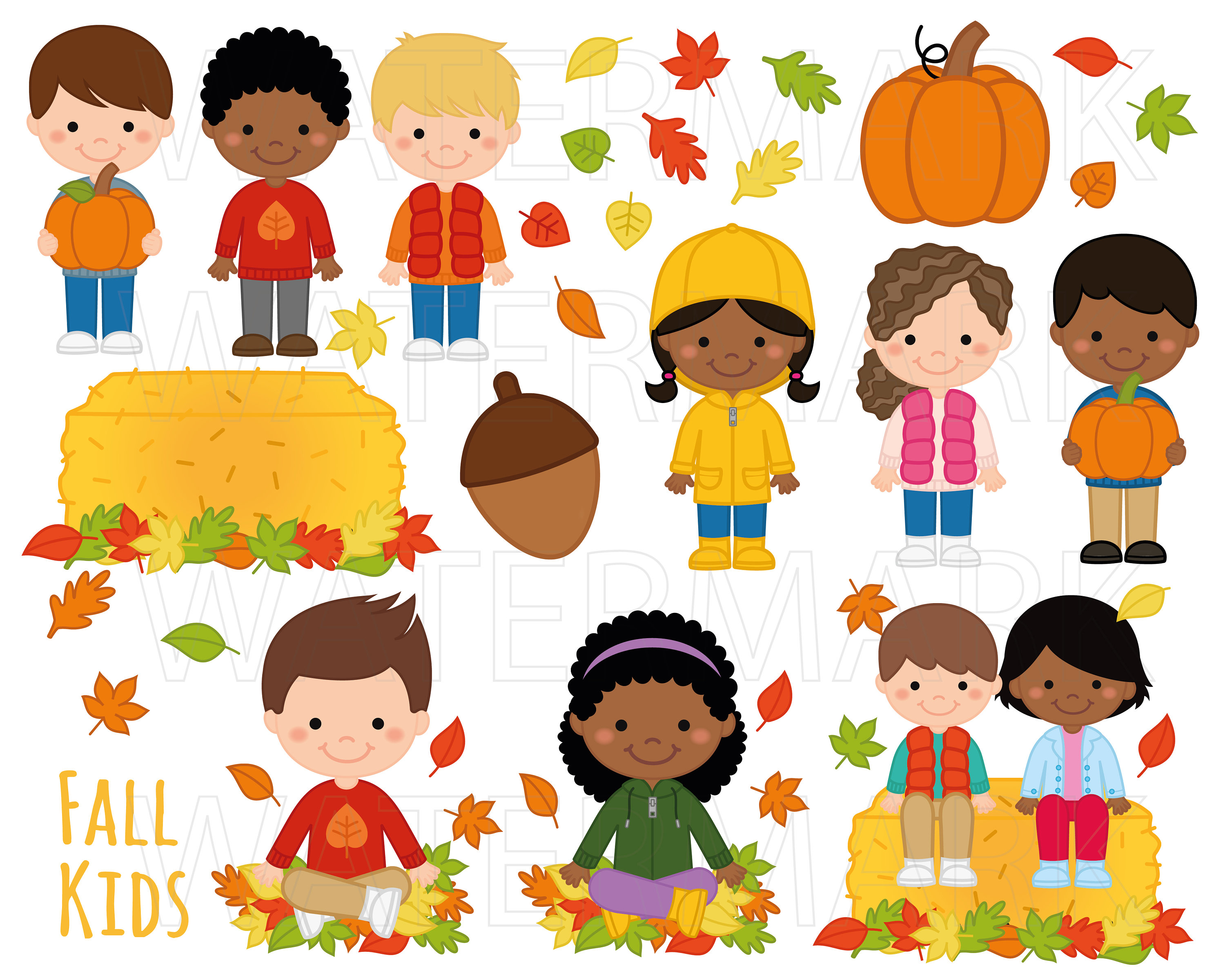 Cute Autumn Clipart Autumn Children Clipart Fall Clipart - Etsy UK