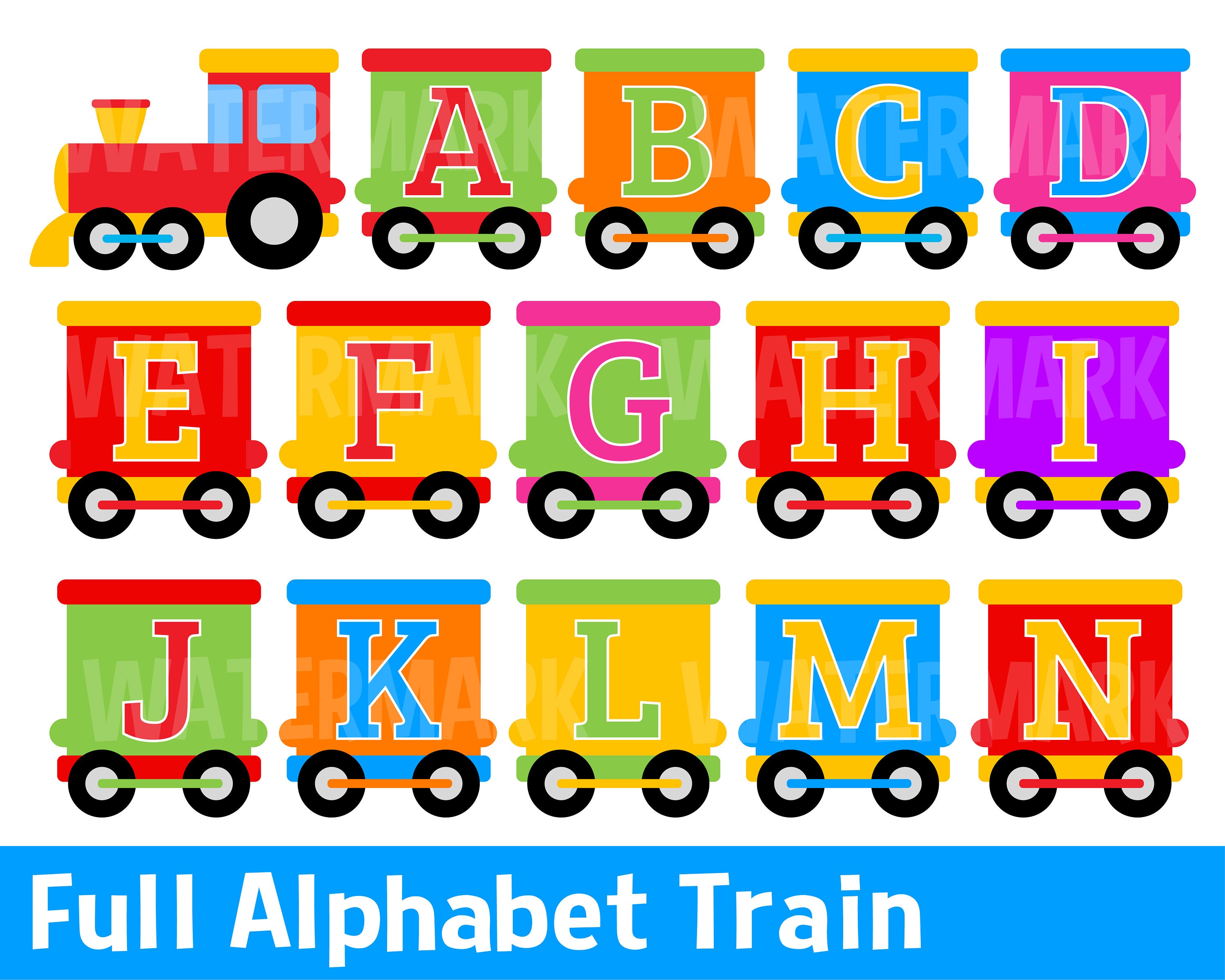 Alphabet Train Clipart Trains with letters classroom sticker