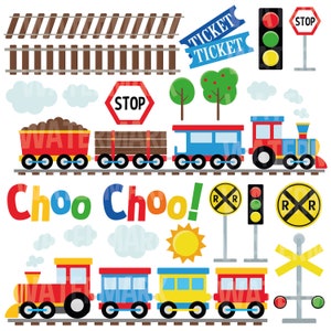 Train Set Clipart, Steam Train Clipart, Train Tracks, Transportation  Vehicles Clipart, Ticket Clipart, Svg Png Commercial Use - Etsy
