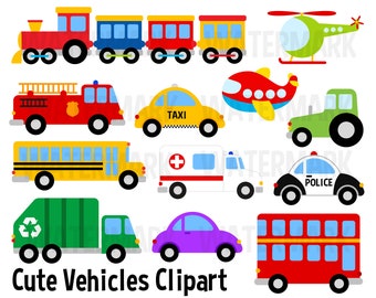 Transportation Clipart, Community vehicles, Cars Clip Art, Truck, van, lorry, ambulance, school bus, postal van, police car clipart, svg,png