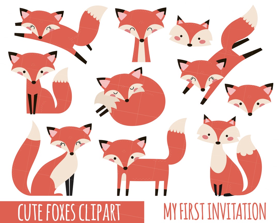 Fox Clipart, Cute Fox Clipart, Baby Shower Clipart, Party Clipart