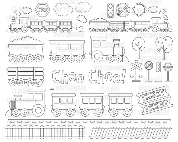 Train Set Clipart, Steam Train Clipart, Train Tracks