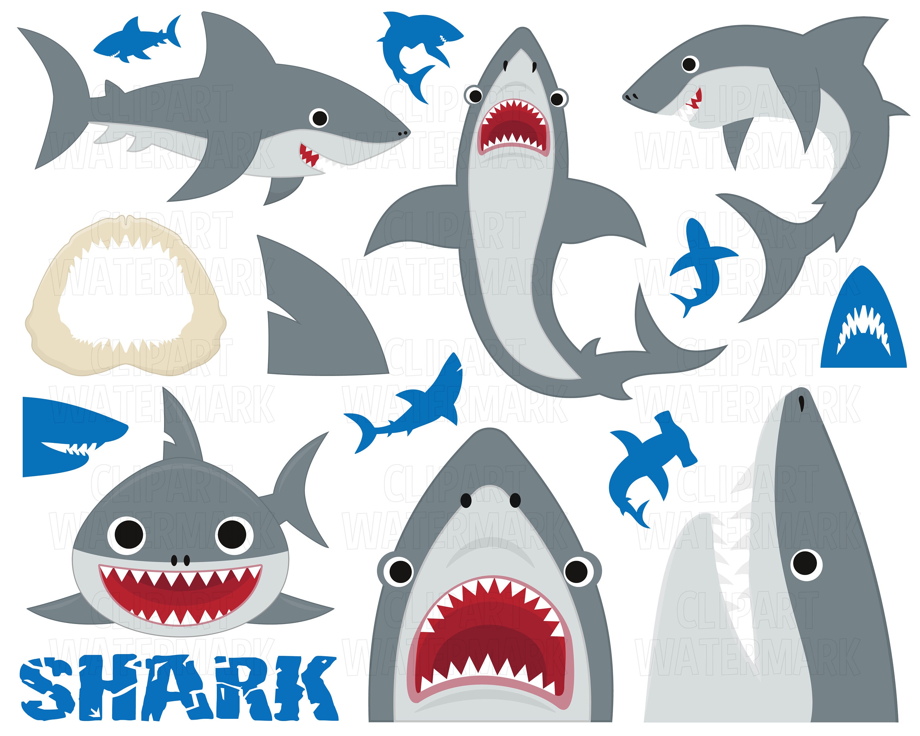 Colorful Shark Clipart Instant Download Svg And Png Sharks Clipart Cute ...