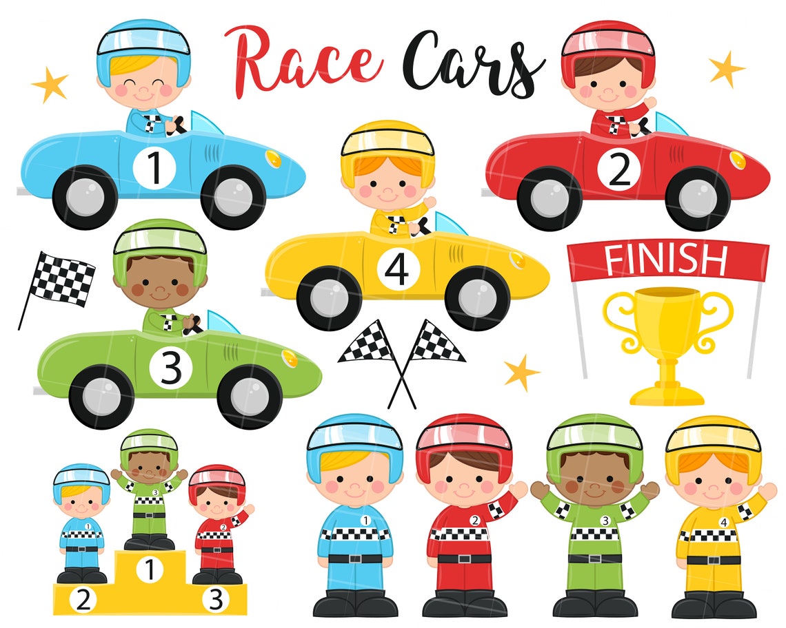 Race Car Clipart.car Racing Graphics Finish Line Race Car Etsy