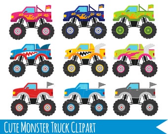 Monster Truck Clipart, Monster Trucks, Trucks clipart, Cute trucks, pick up truck clipart, monster clipart, car clipart png and svg
