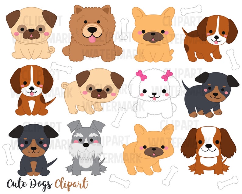 Download Dogs Clip Art Cute Puppy Clipart Kawaii Dogs Clipart Dogs Clipart Svg Pug Clipart Png Commercial Use French Bull Dog Clipart Art Collectibles Drawing Illustration Minyamarket Com
