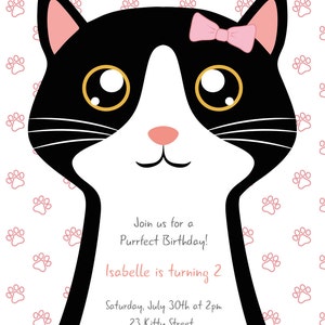 cat, kitty, kitten birthday invitation SELF EDITABLE PDF 5 x 7 inch Customisable Printable Birthday Party Invite Instant Download image 3