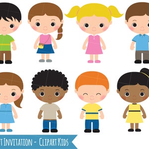 Niños Clipart Niños Clipart Chica Clipart Boy Clip Art Kid Niños Dibujos Animados Clipart Set Carácter Clipart descarga instantánea vector clipart