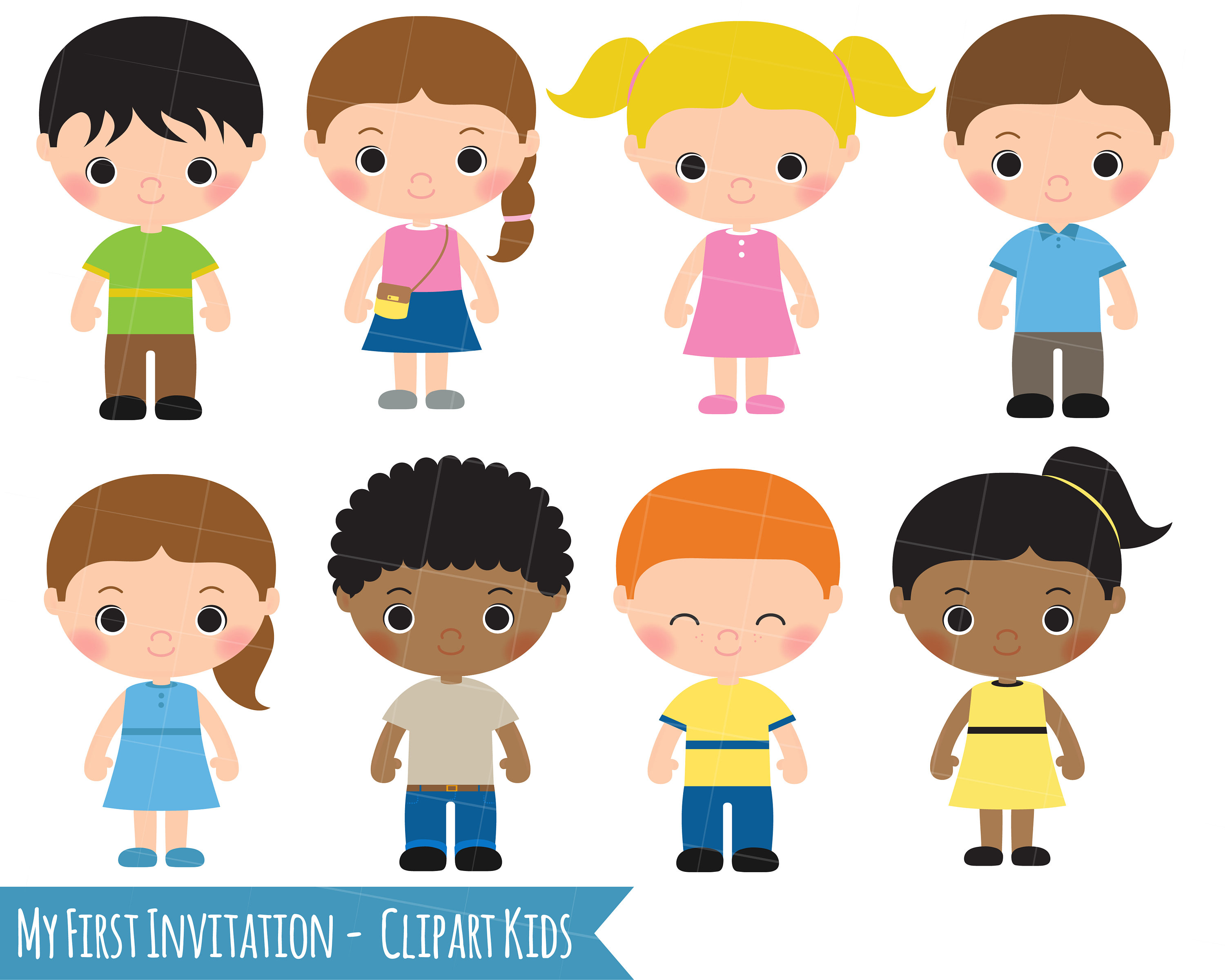 Kids Clipart Children Clipart Girl Clipart Boy Clip Art Kid Etsy