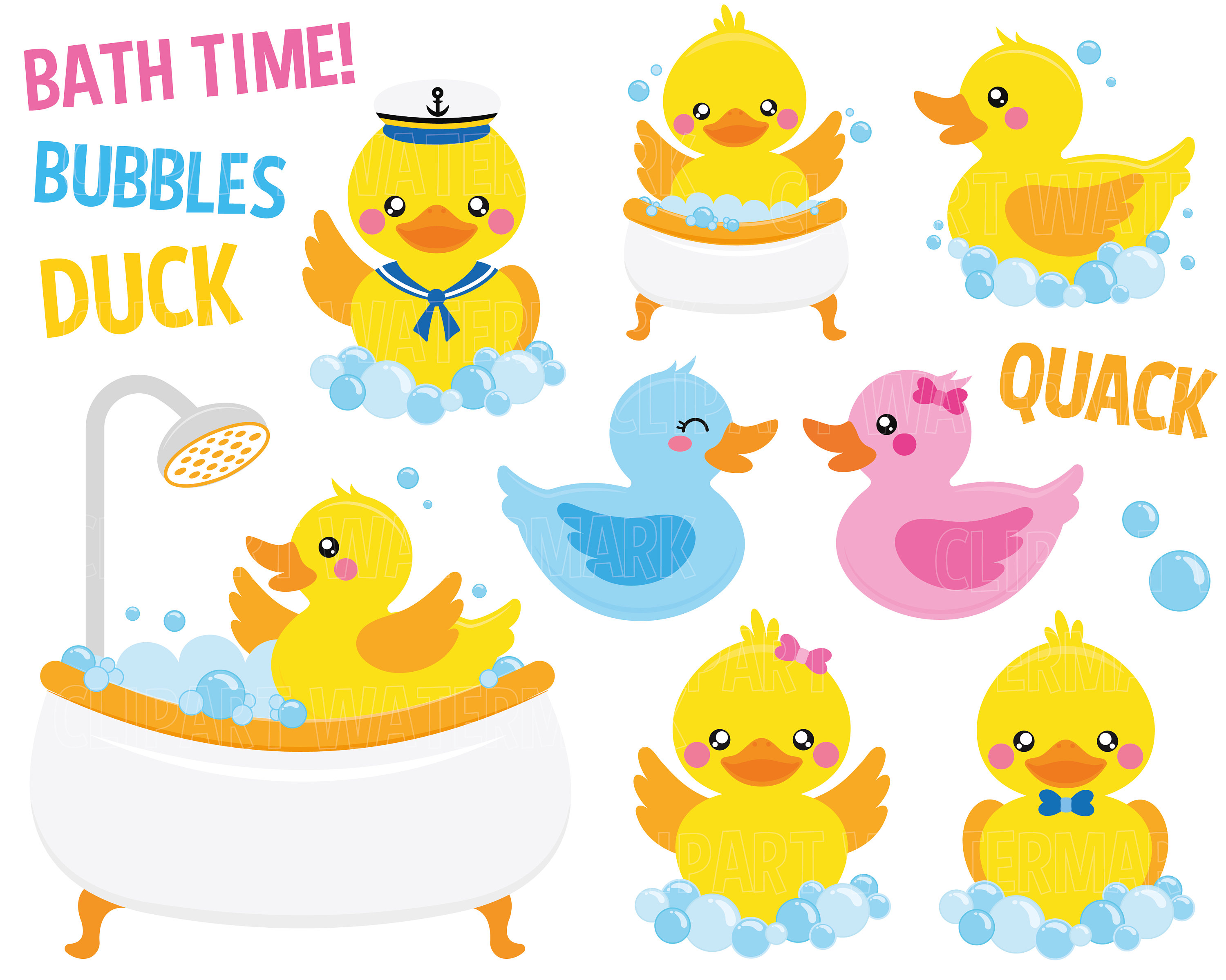 Bath Time Duck Clipart Yellow Rubber Duck Clipart Baby | Etsy
