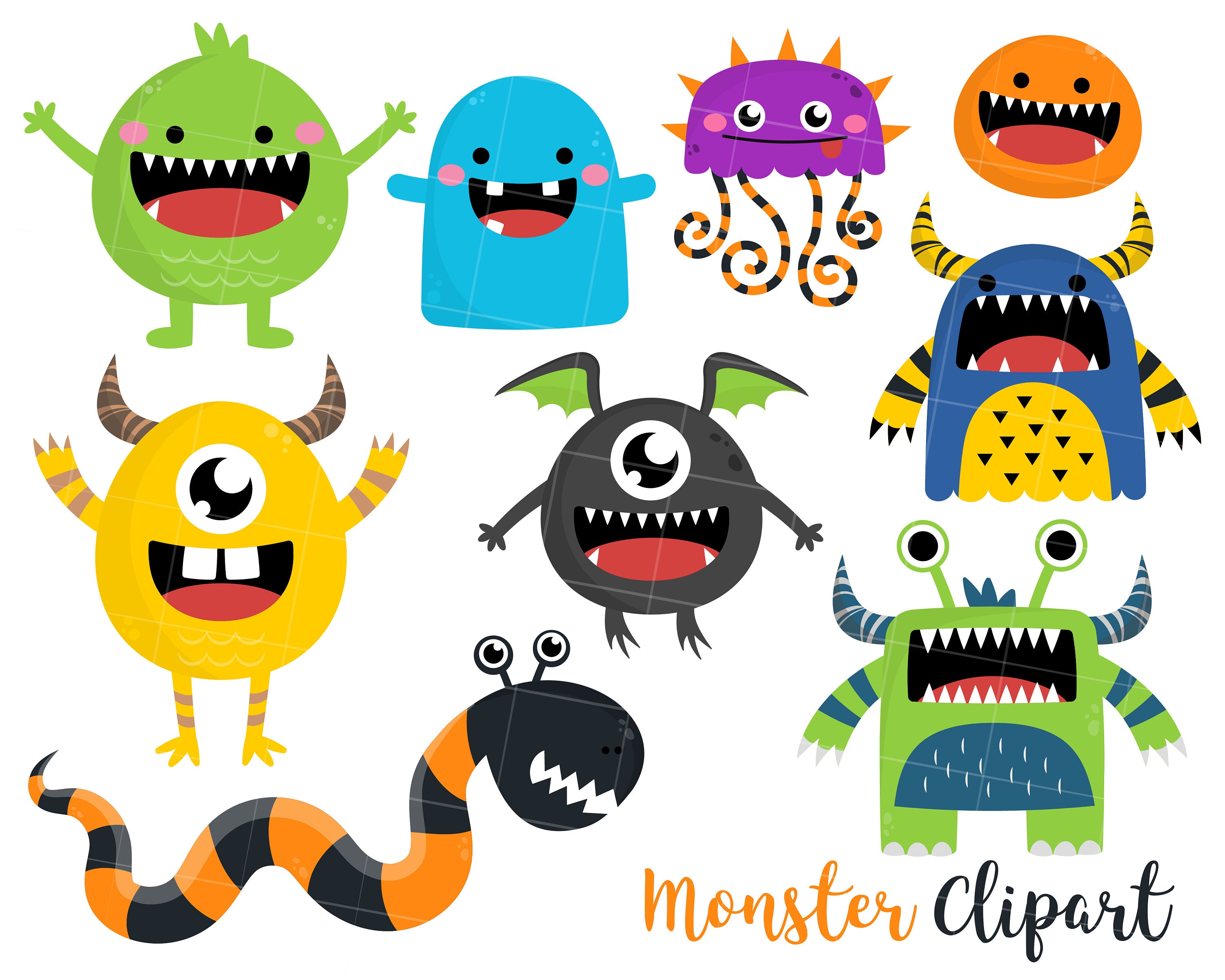 Cute Monster Clipart, Monster Clipart, Monster Clip art, Halloween Clipart,  Monster graphics, Snake clipart, commercial use