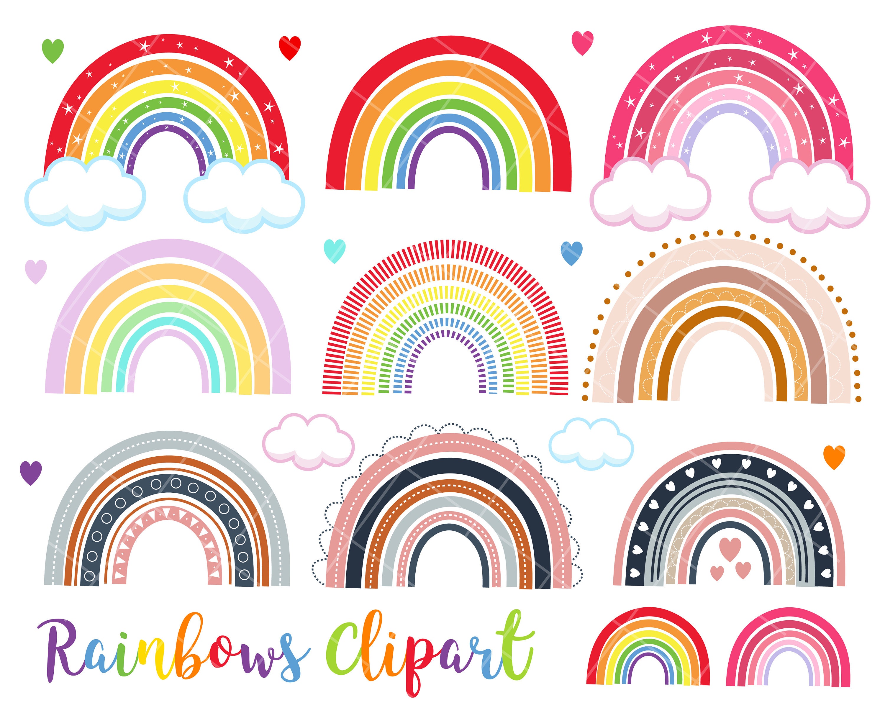 Rainbow Clipart Cute Rainbows Clip Art Magical Clipart Etsy | My XXX ...
