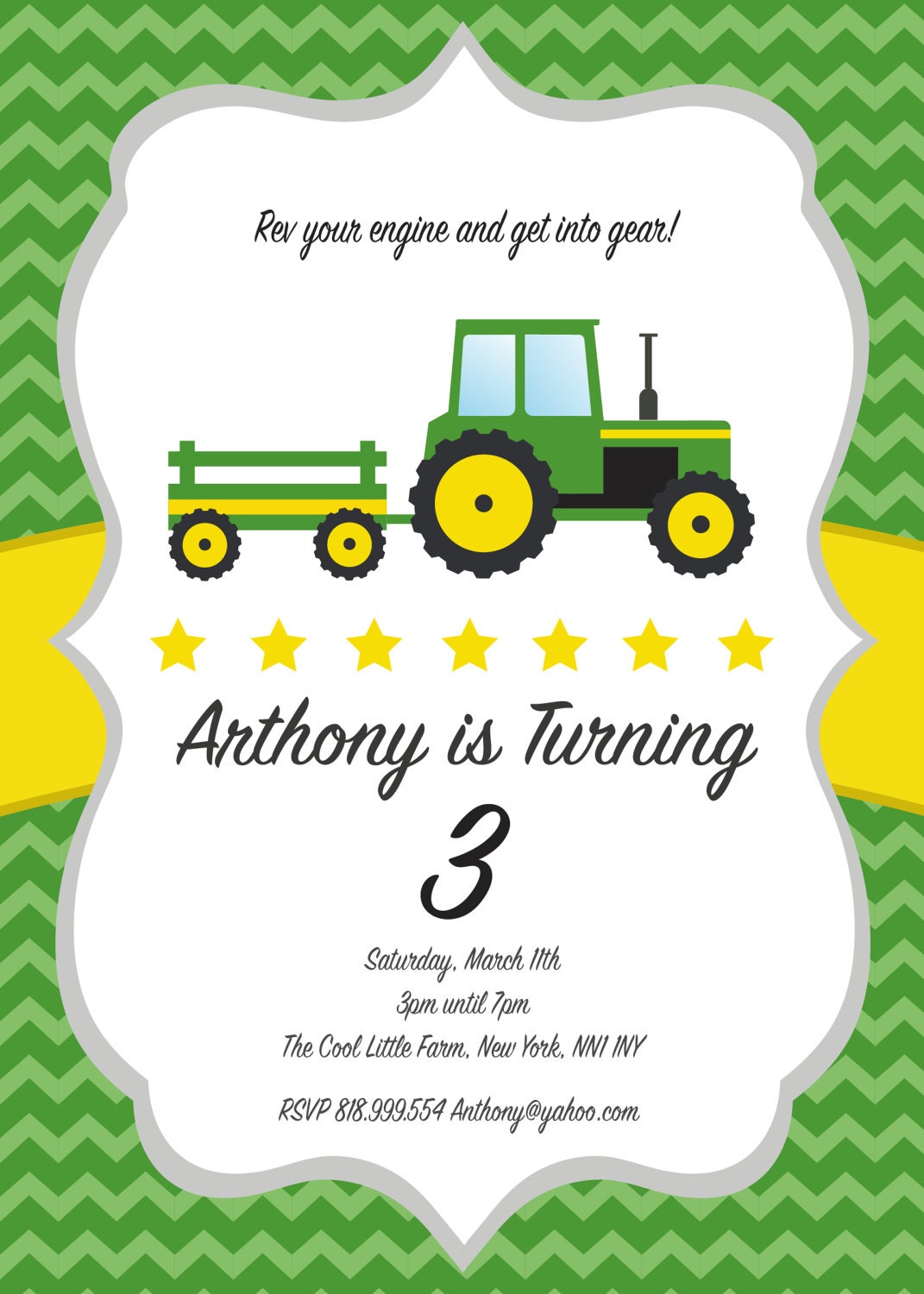 Farm Tractor Birthday Invitation-self EDITABLE PDF -5 X 7inch Customisable Printable Birthday Party Invite - Instant Download - Etsy for Free Printable Farm Birthday Invitations