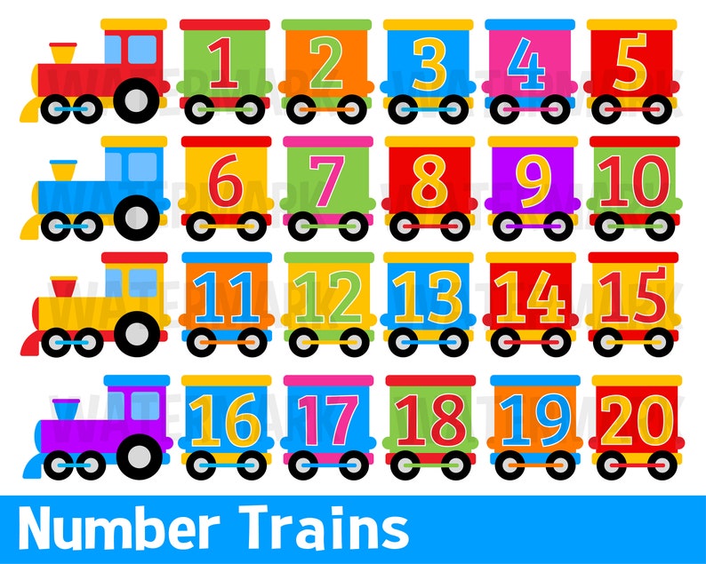 Numbers Train Clipart Trains with Numbers classroom sticker Etsy