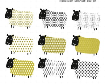 Sheep, Lamb clipart, 300dpi transparent png files. For use with birthday cards, invitations, printables