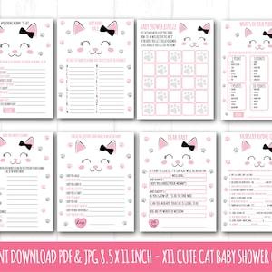 Cat Baby Shower Games, x 11 jpg and pdf - Cat Baby Shower Games, 8.5x11 inch kitty baby shower games, kitten baby shower